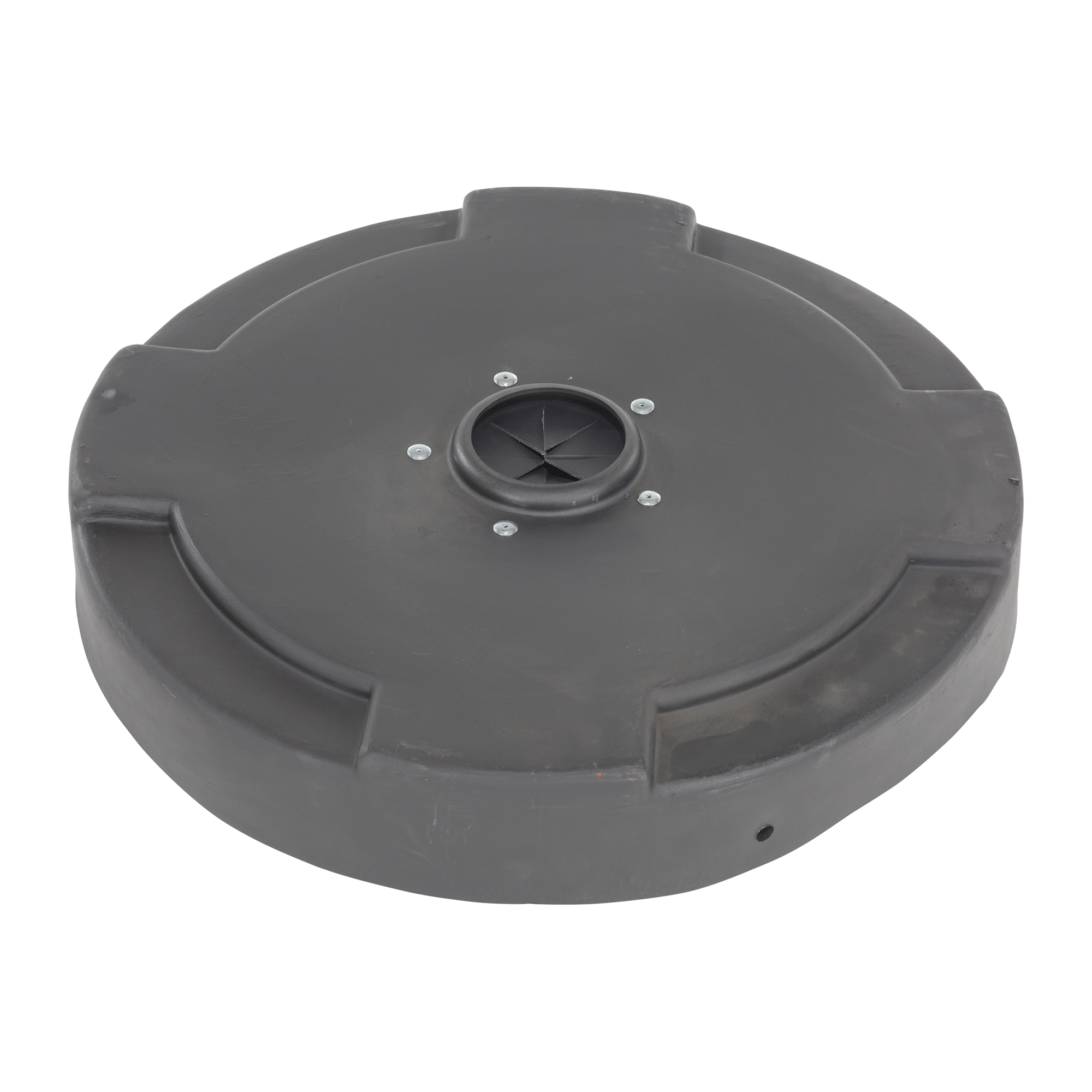 Vestil Low-Density Polyethylene Drum Recycling Lid with Flaps Closed 55 Gallon Black